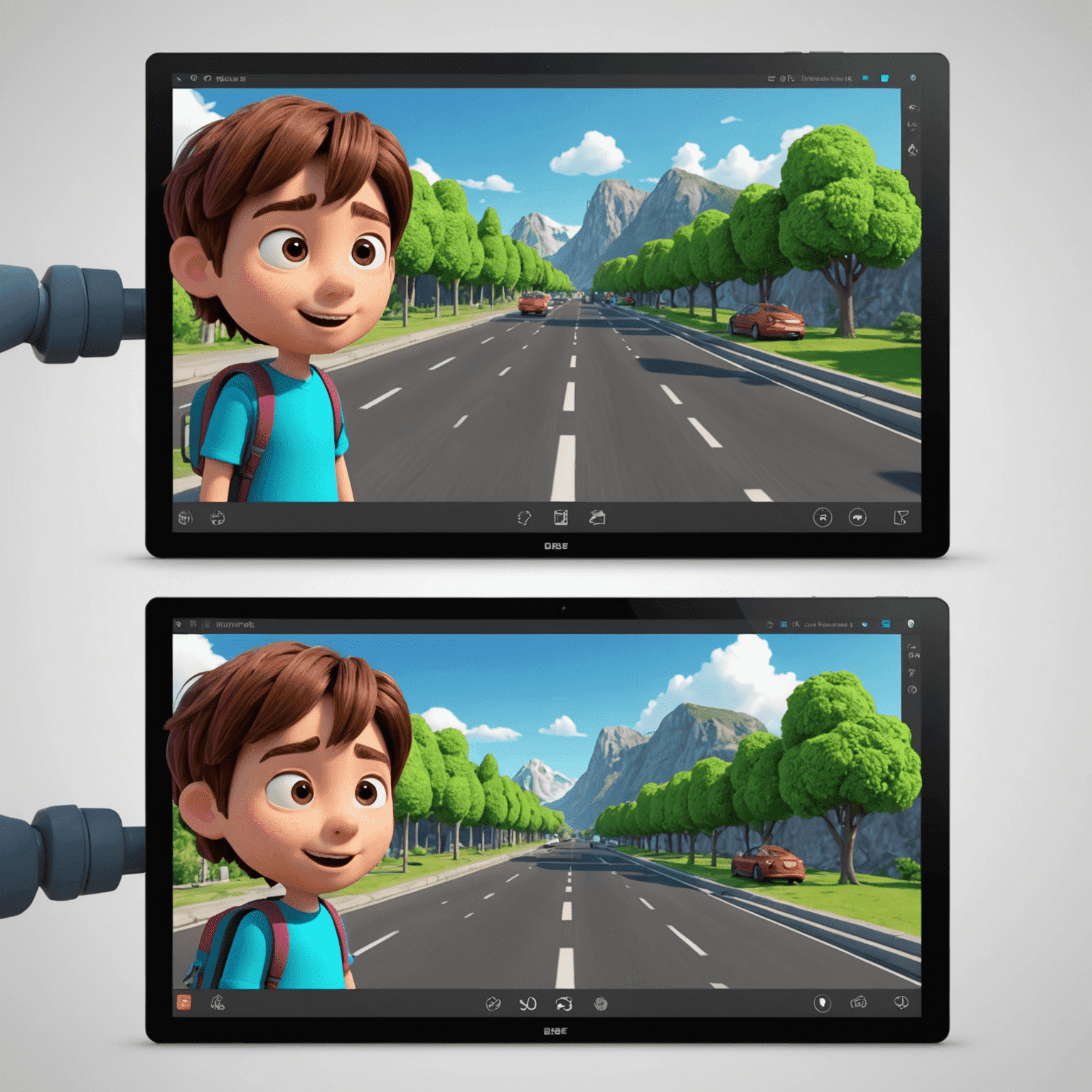 Split screen showing 2D animation on left (resembling Flipaclip style) and 3D animation on right, highlighting the differences in techniques