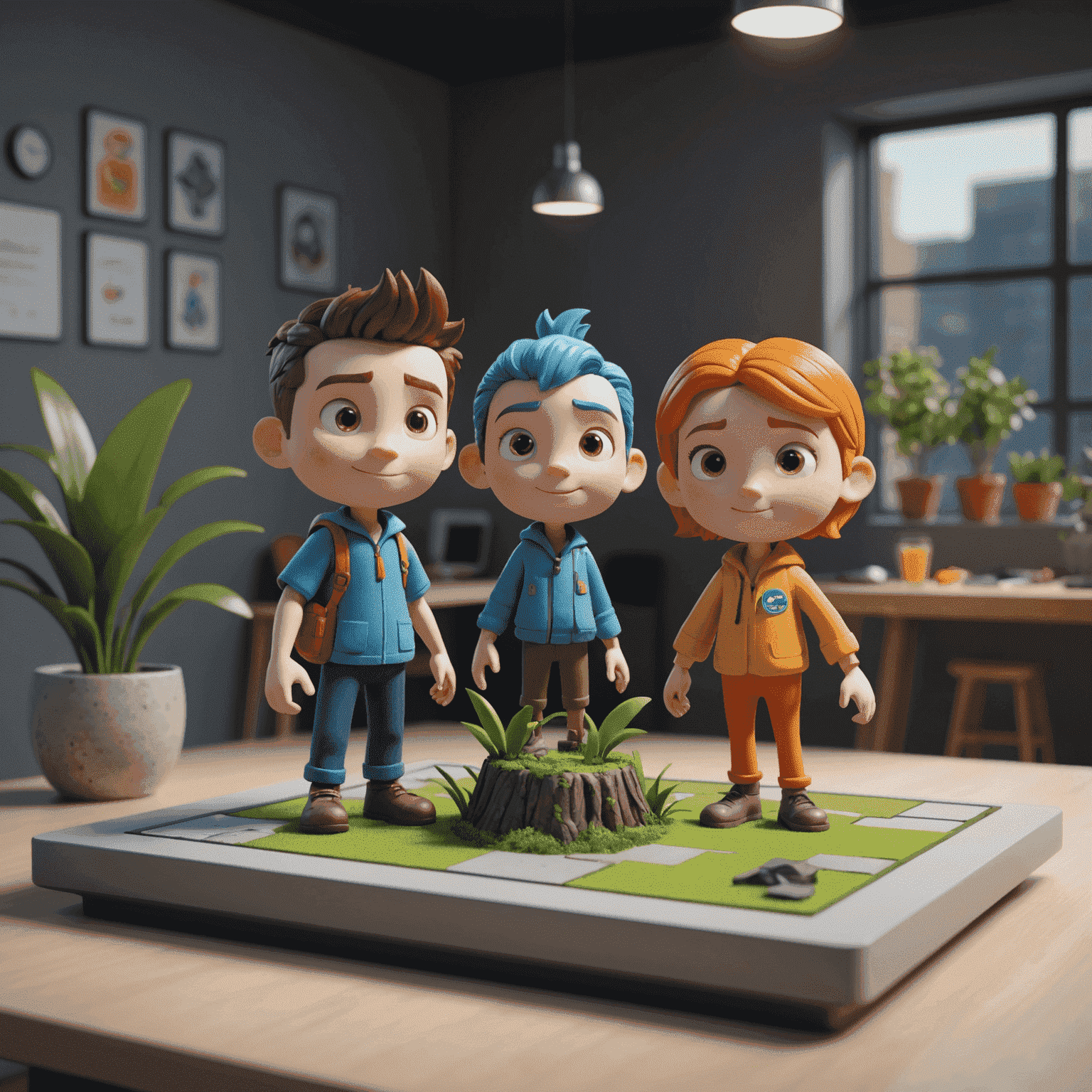 Blender software interface showing a 3D scene with animated characters